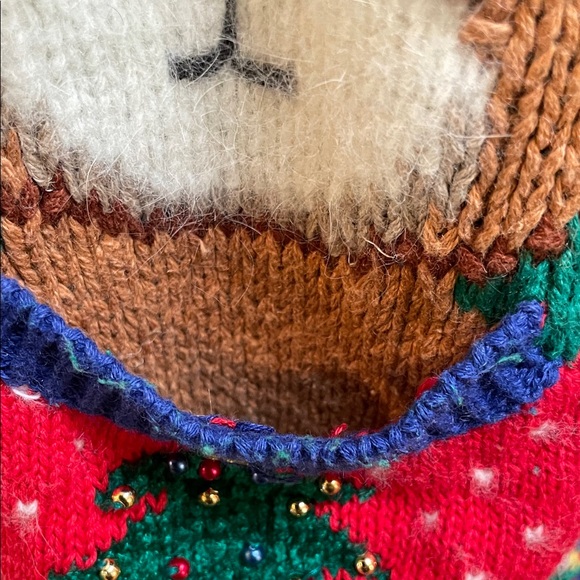 Marisa Christina Teal Christmas Sweater with Bear and Bow Design - Picture 8 of 8